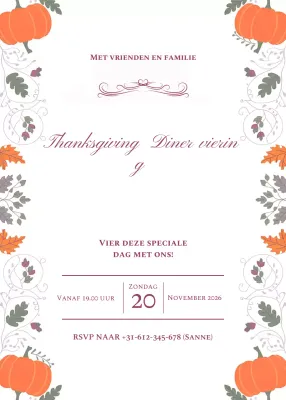 Uitnodiging Thanksgiving Diner