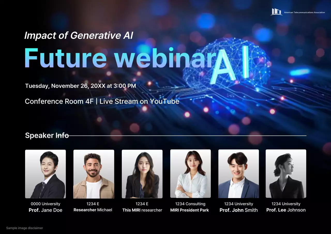 Poster quảng cáo hội thảo trực tuyến Blue Modern Ai