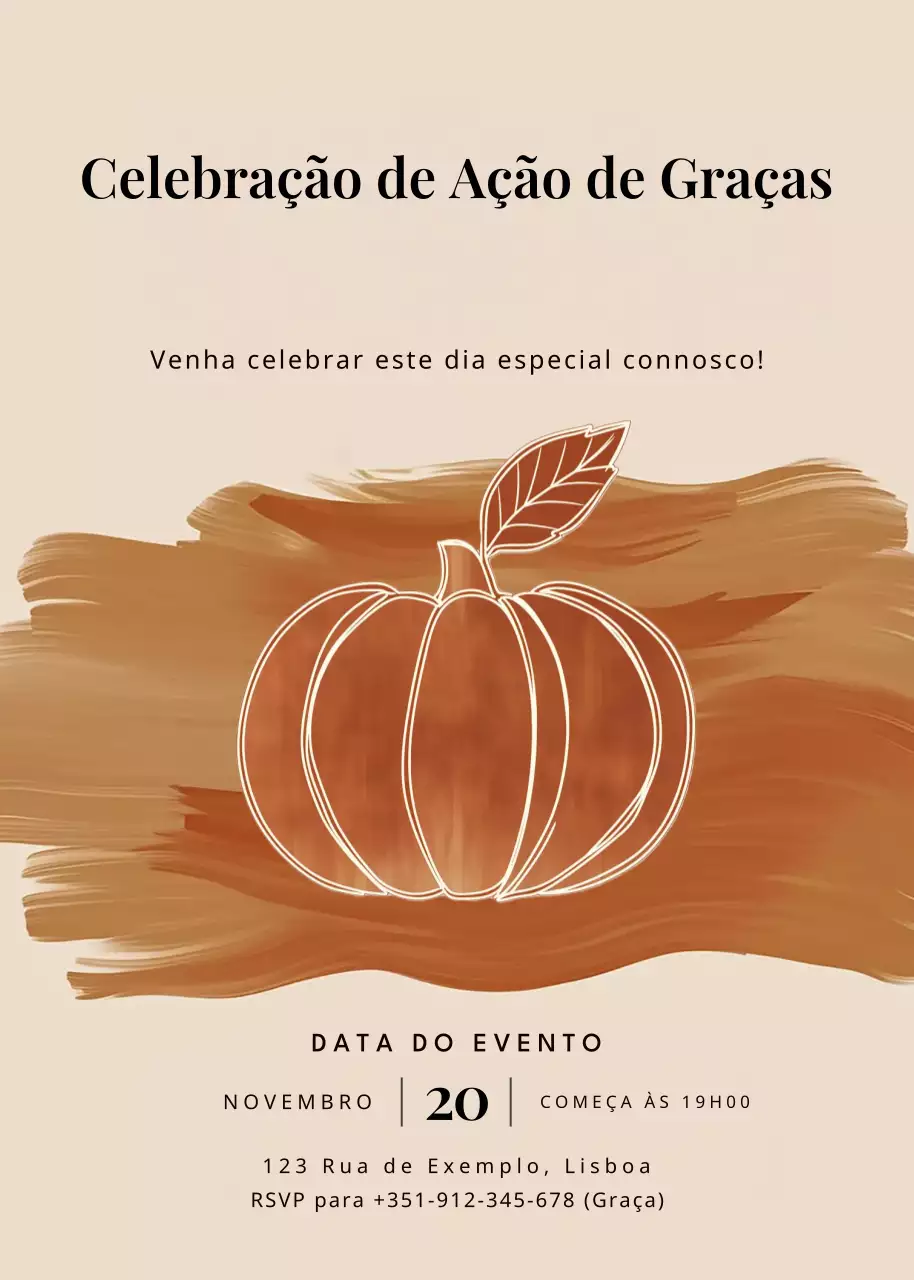 convite de ação de graças rústico bege
