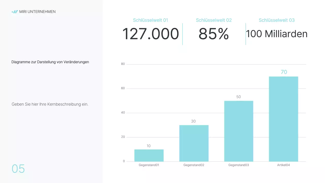 Moderner Geschäftsbericht eines Unternehmens in Grau und Hellblau