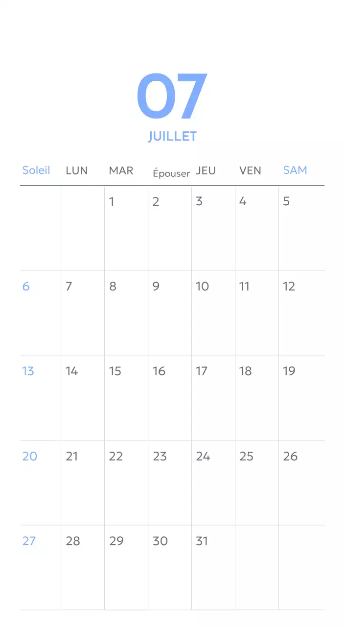 Calendrier photo de suivi des objectifs avec une touche de bleu
