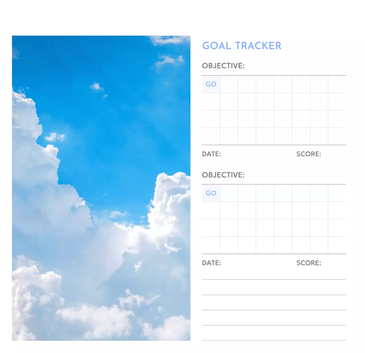 Kalender pelacak sasaran foto dengan percikan warna biru