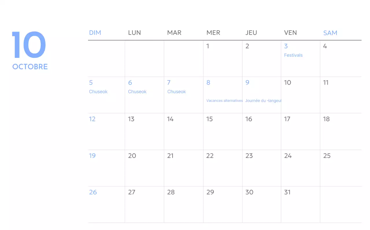 Calendrier photo de suivi des objectifs avec une touche de bleu