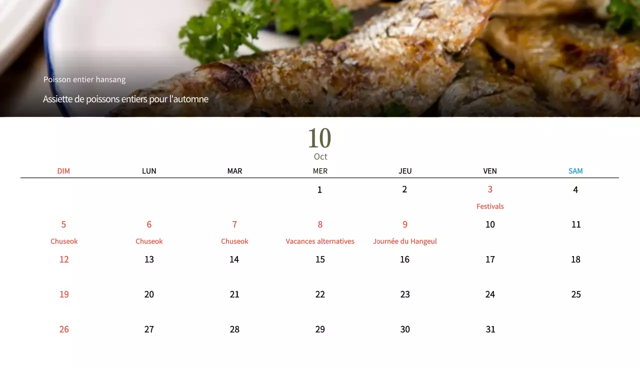 Calendrier de l'alimentation traditionnelle beige