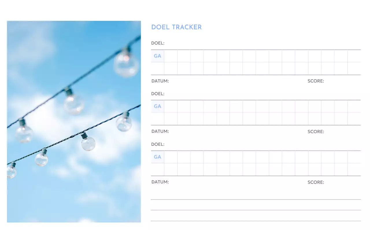 Photo goal tracker kalender met een vleugje blauw
