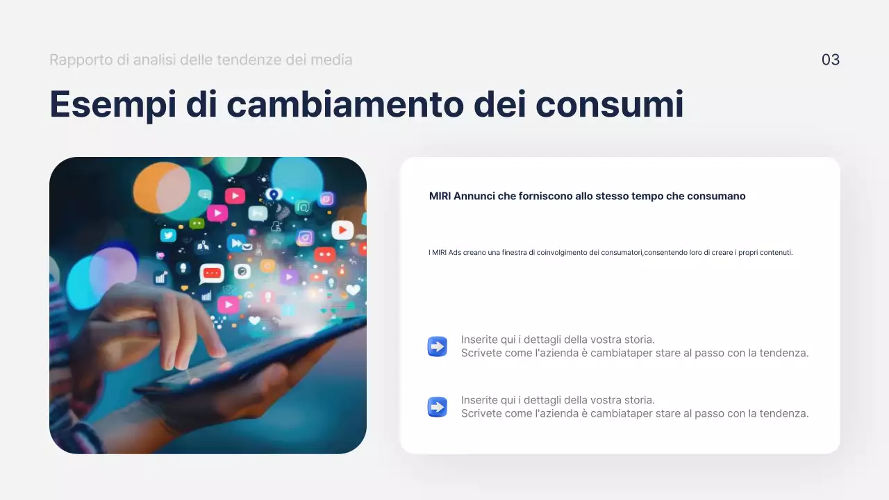 Rapporto analitico di marketing moderno blu navy