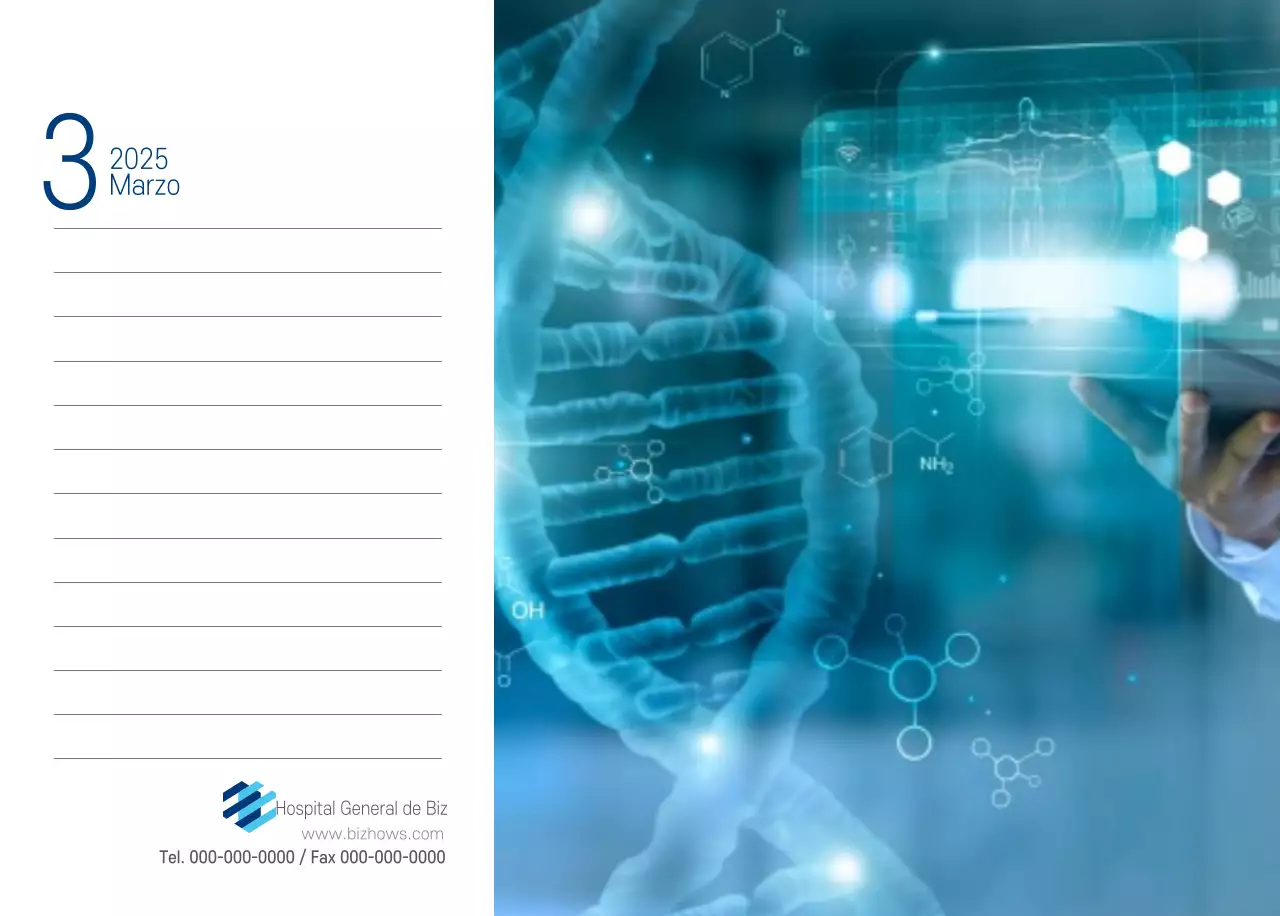 Calendario Promocional Hospital Navy White Simple