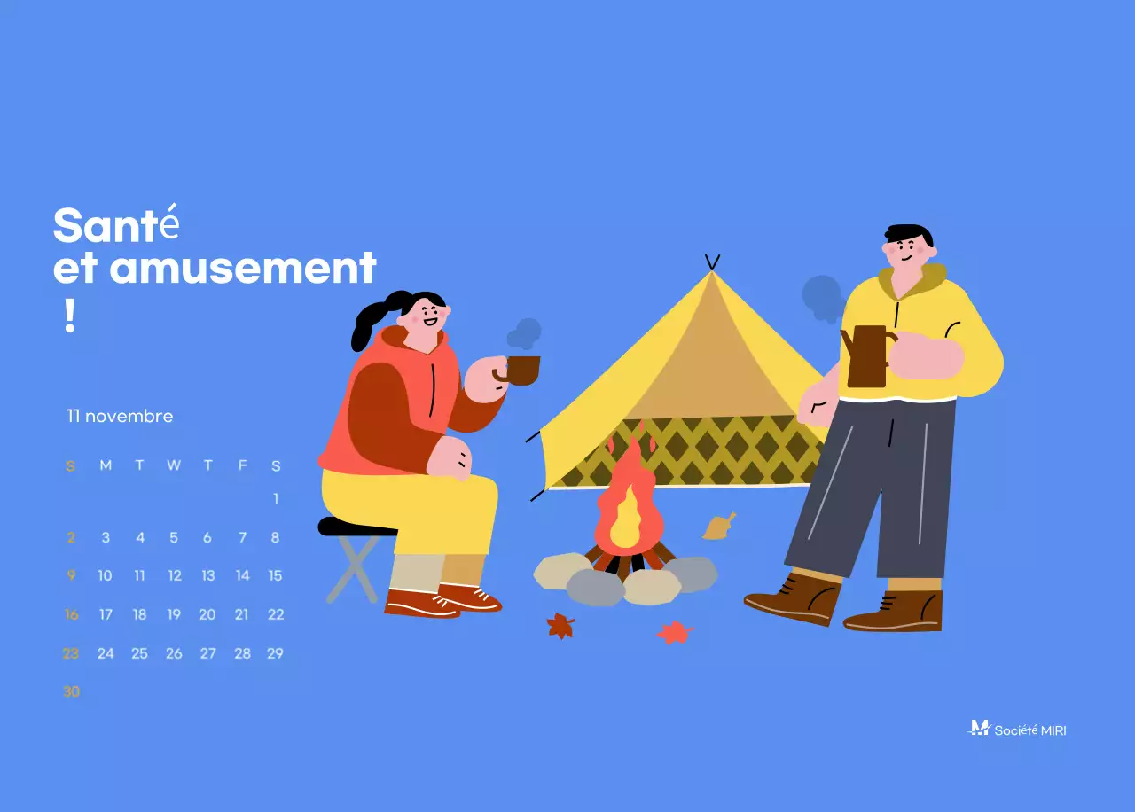 Calendrier de motivation avec des illustrations énergiques et des citations positives sur un fond bleu clair