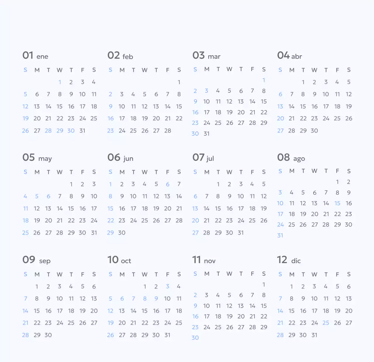 Calendario fotográfico de seguimiento de objetivos con un toque de azul