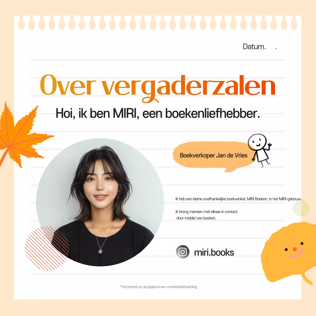 Een schattige oranje en gele herfst advertentie voor de werving van boekenclubs