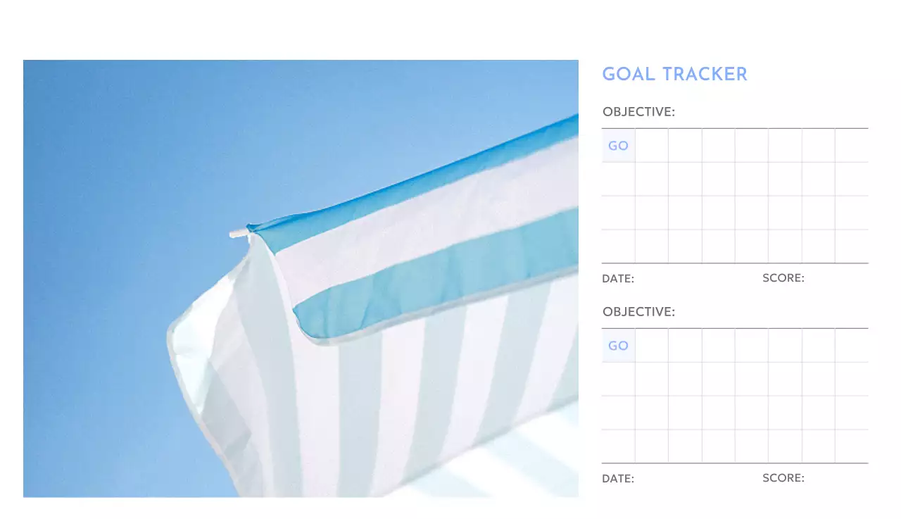 Kalender pelacak sasaran foto dengan percikan warna biru