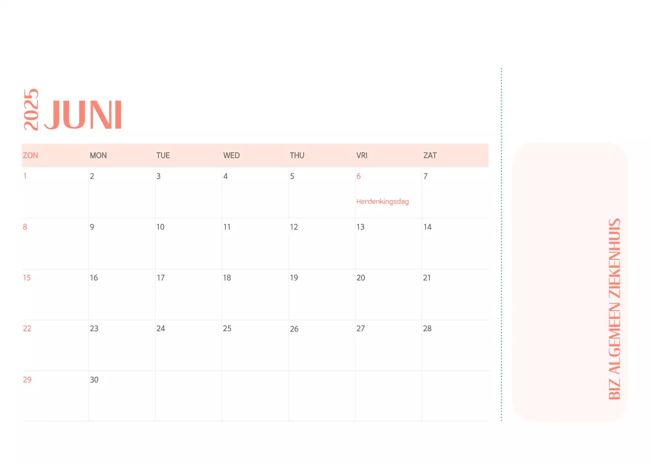 Ziekenhuiskalender in groen fotolijstje