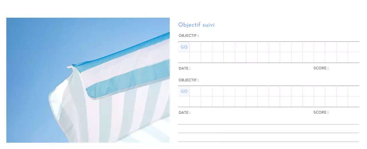 Calendrier photo de suivi des objectifs avec une touche de bleu