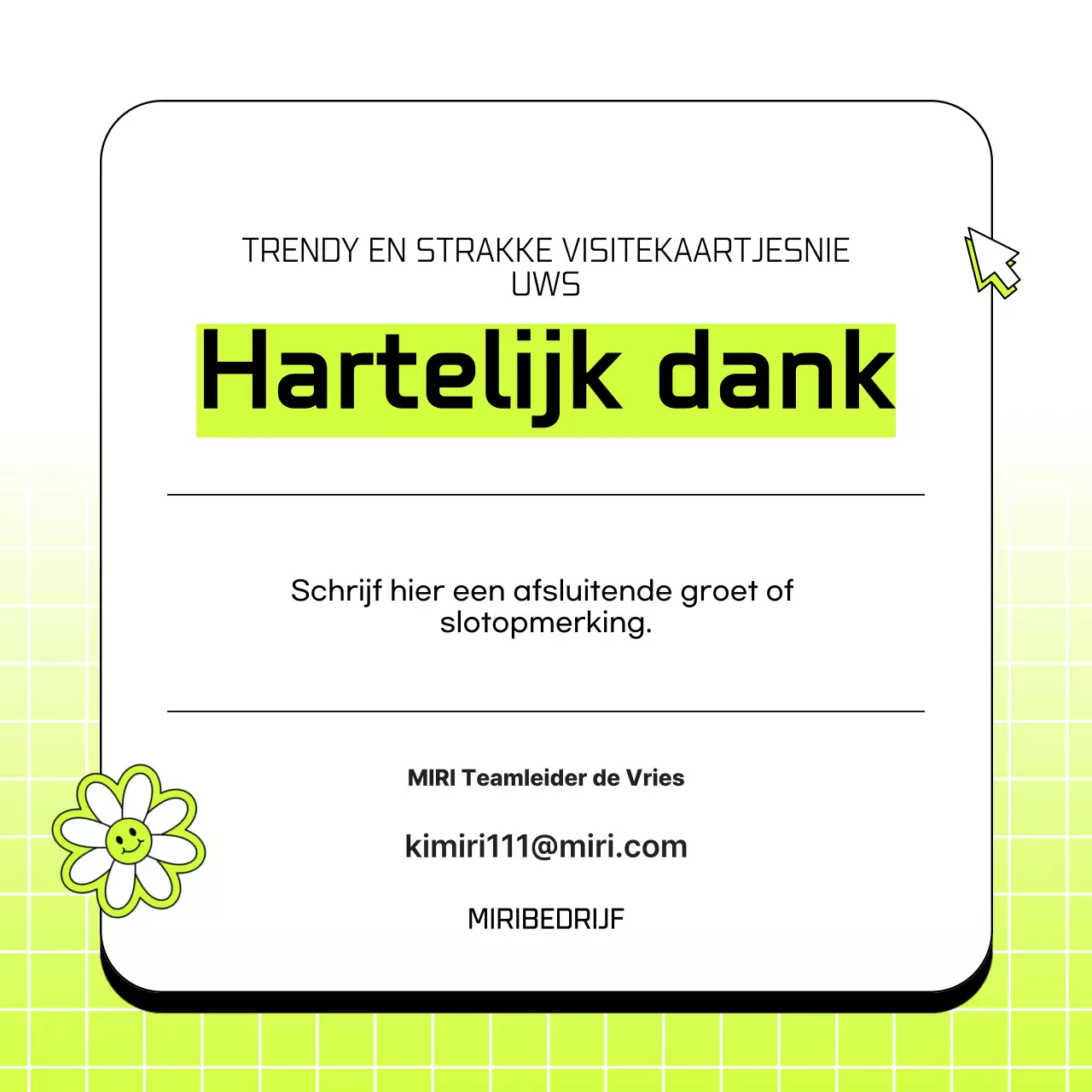 Eenvoudige zakelijke sollicitatiebrief in chartreuse en wit