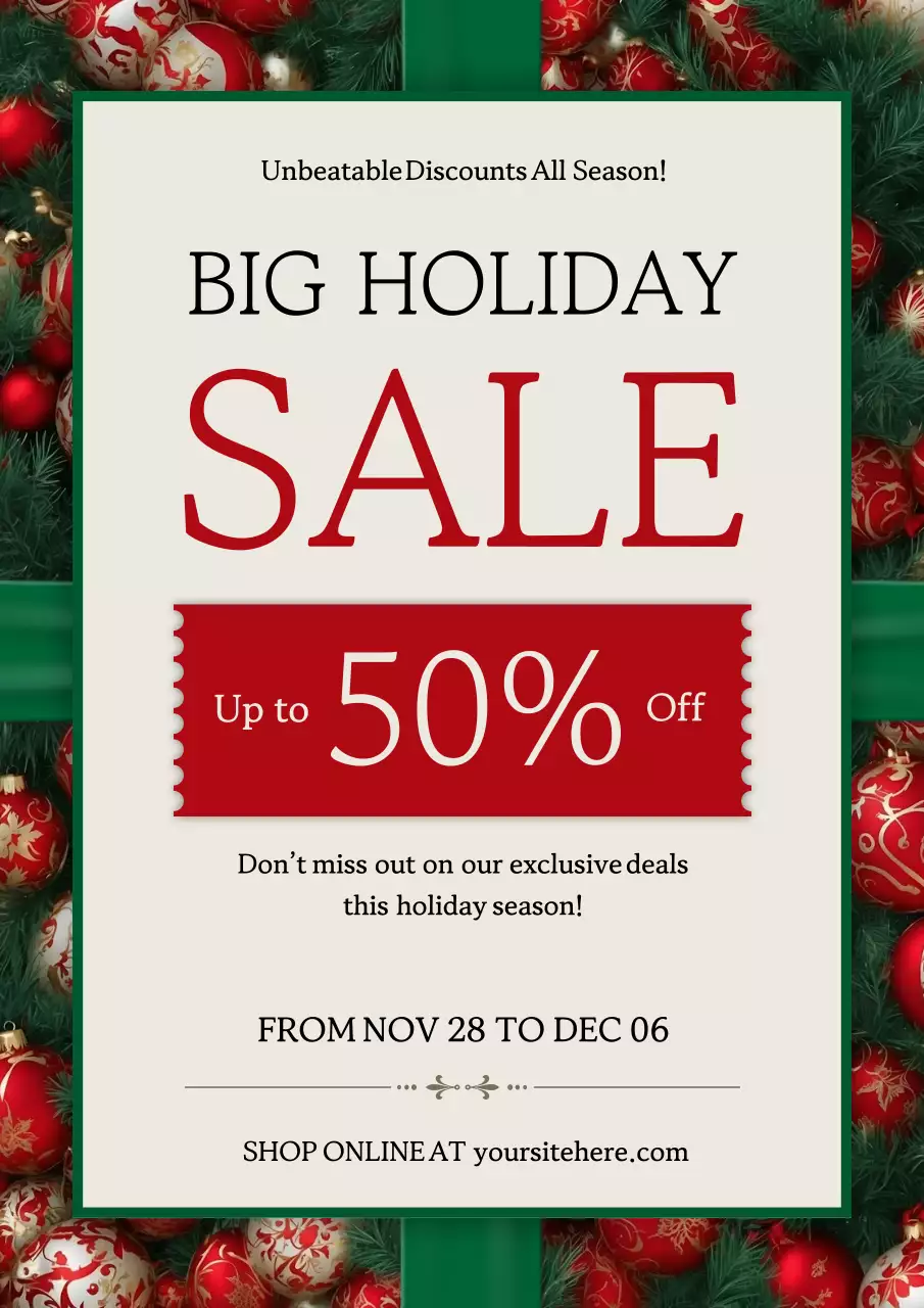 Red Traditional Holiday Promotion Poster