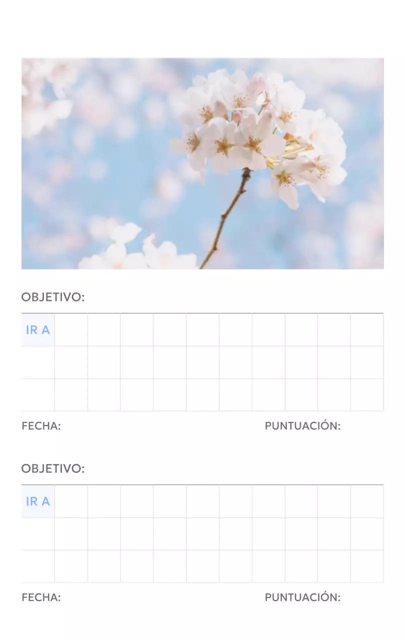 Calendario fotográfico de seguimiento de objetivos con un toque de azul