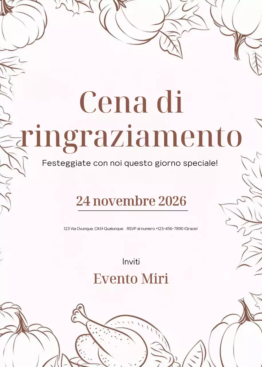invito al ringraziamento elegante beige