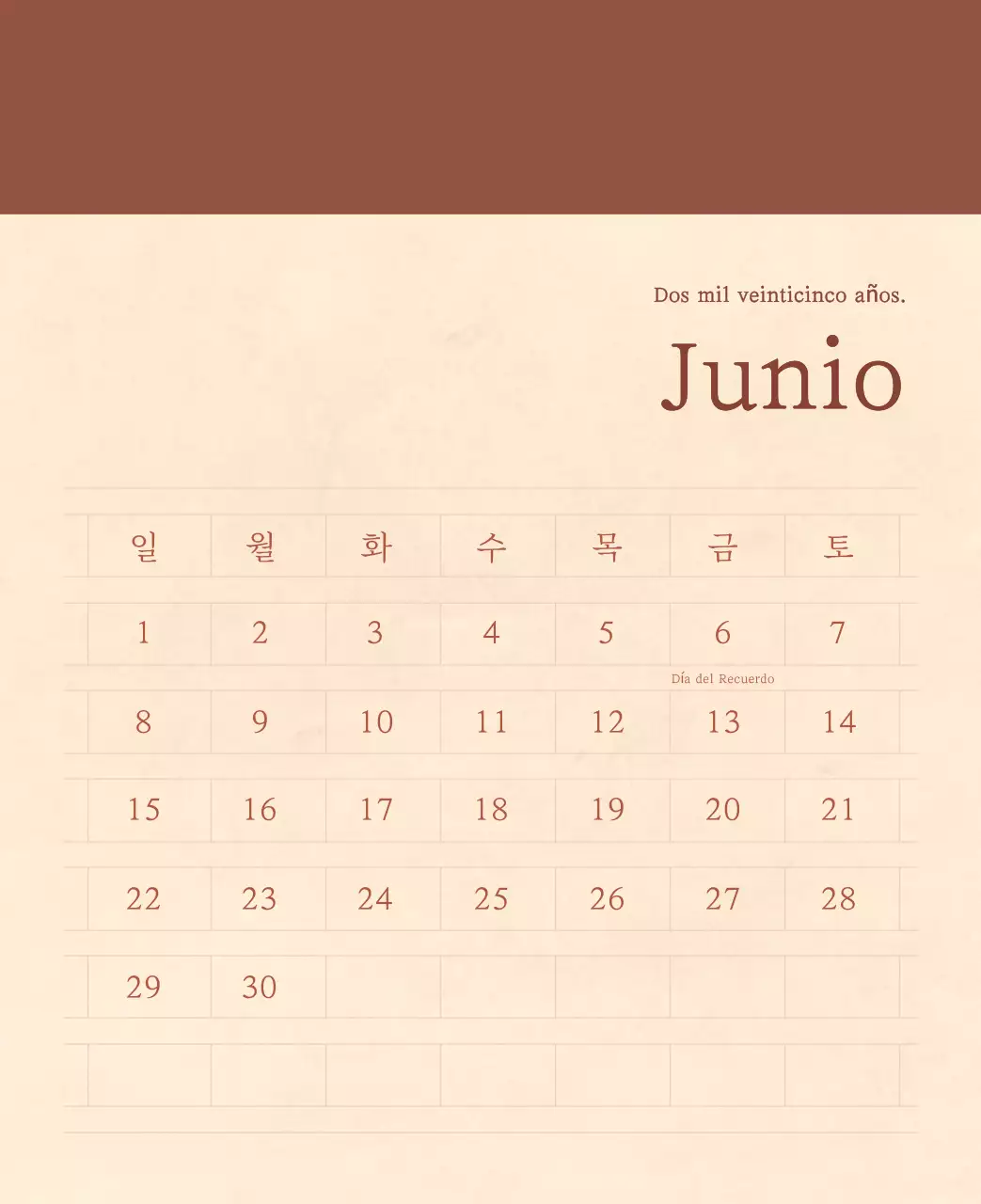 Un calendario sentimental de floristería en papel de lana marrón claro y marrón concepto