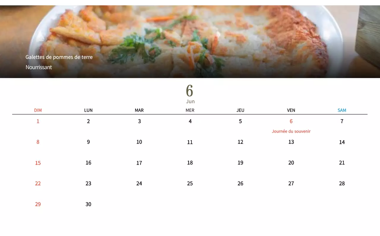 Calendrier de l'alimentation traditionnelle beige