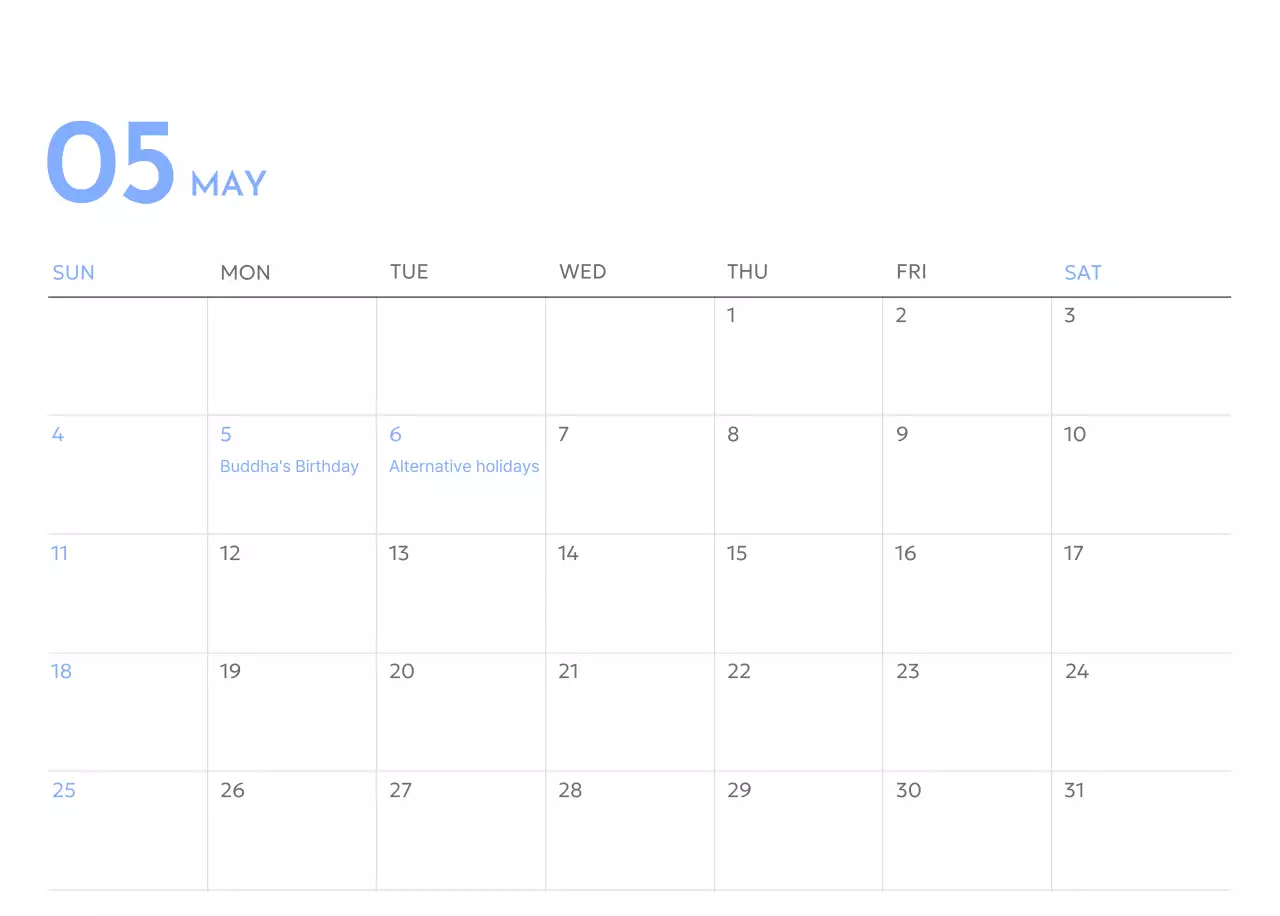Photo goal tracker calendar with a splash of blue