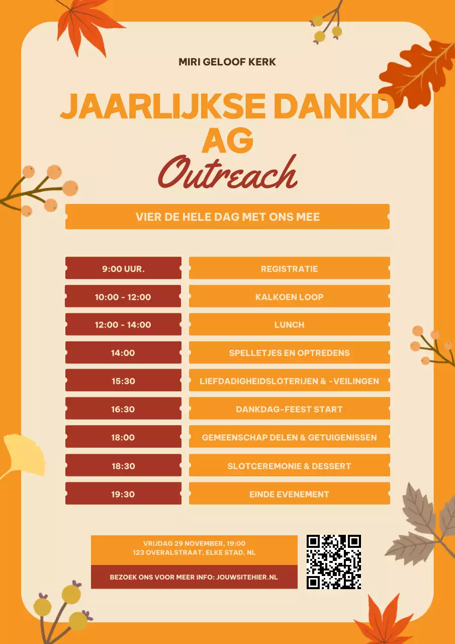 Oranje Illustratie Thanksgiving Uitnodiging Web Poster
