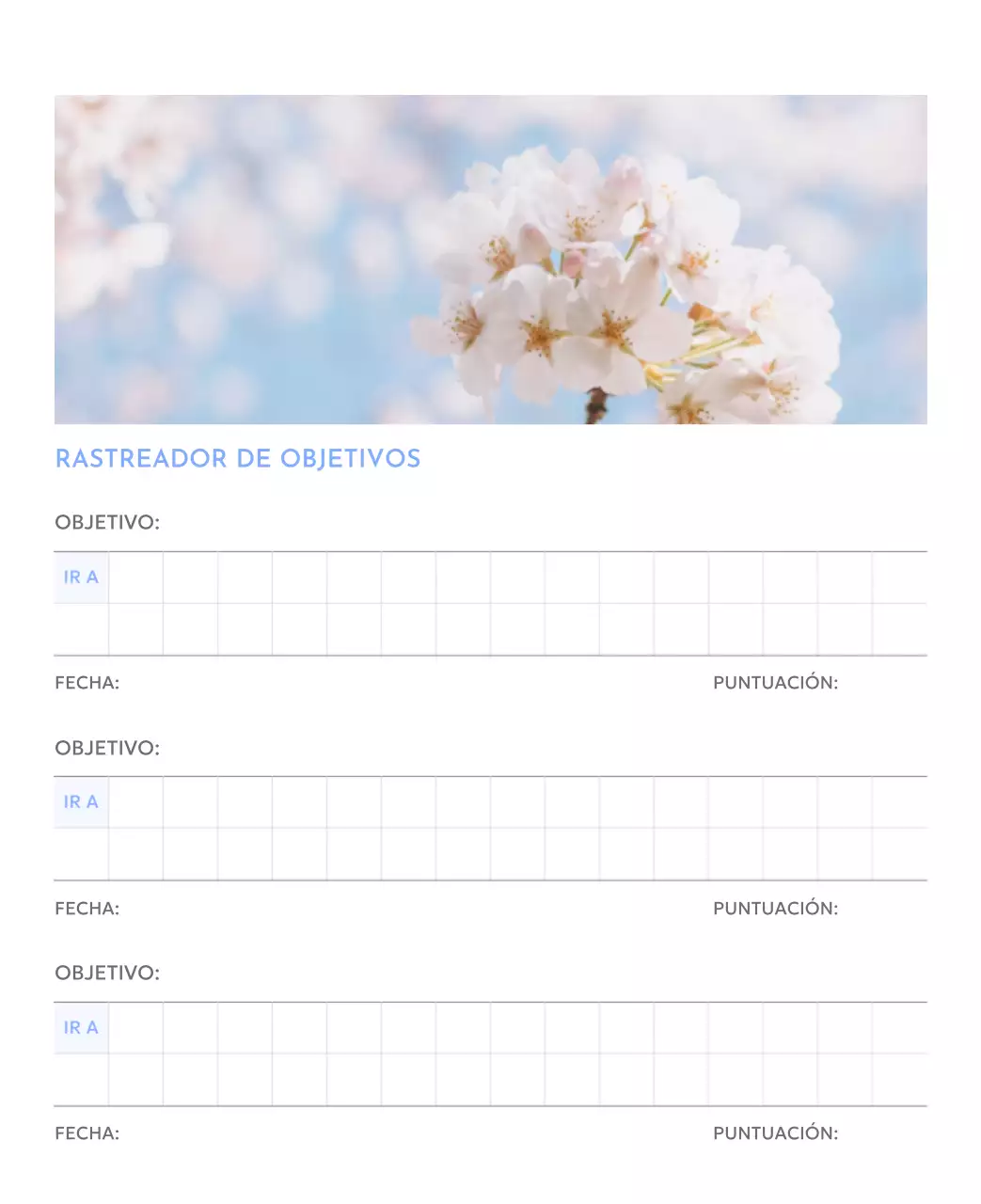 Calendario fotográfico de seguimiento de objetivos con un toque de azul