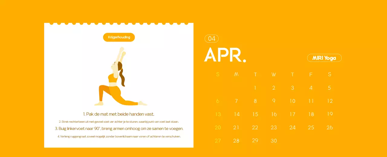 Oranje Minimalistische Yoga Promotiekalender