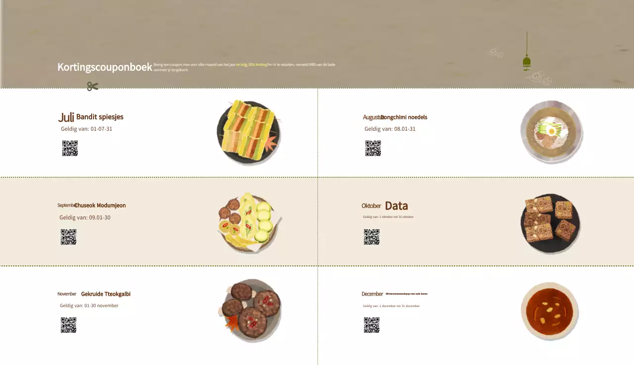 Beige Traditionele Eetkalender