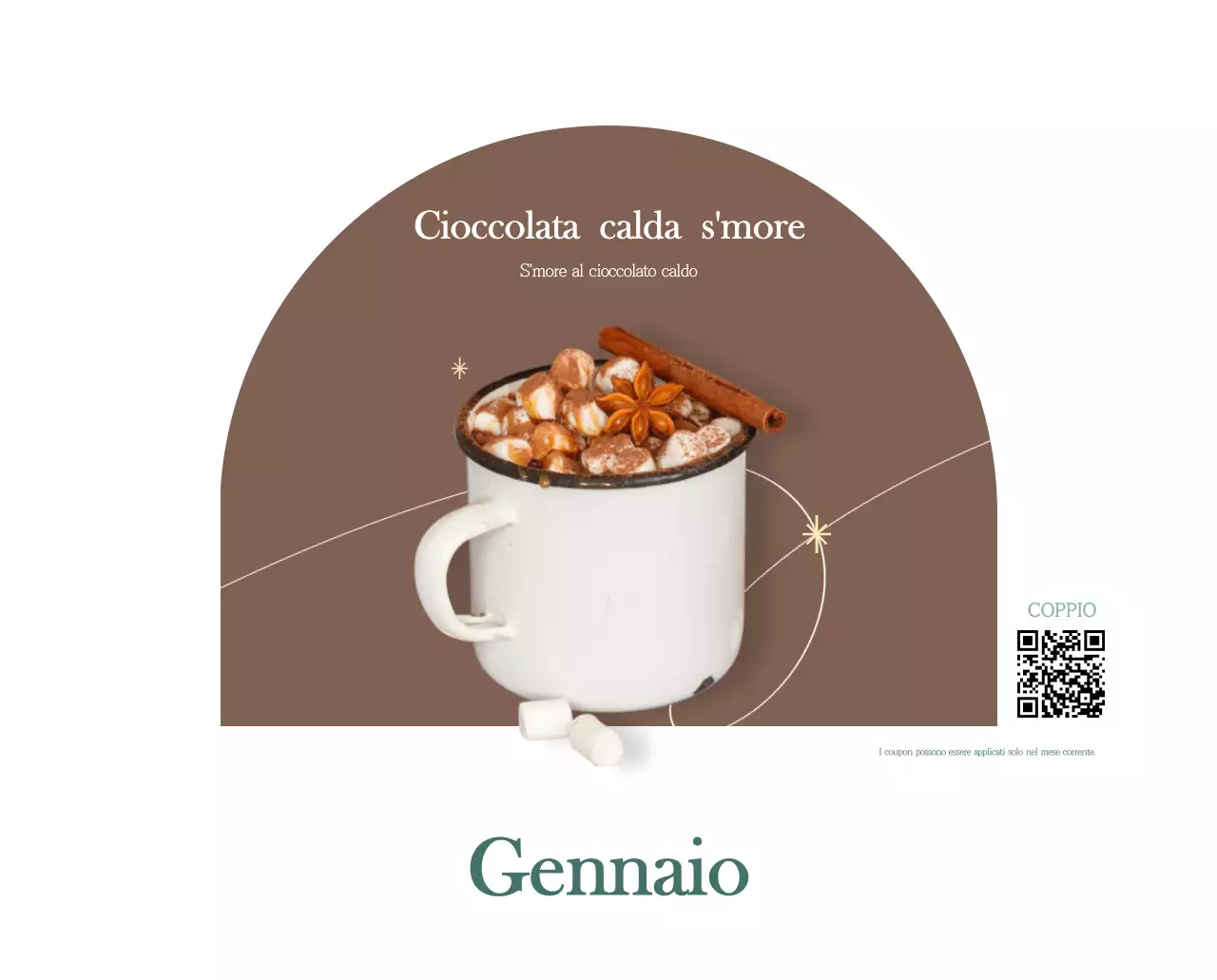 Un moderno calendario dei caffè con i consigli per la bevanda del mese