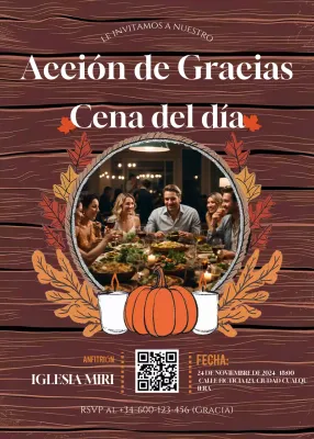 Invitación rústica marrón de Acción de Gracias