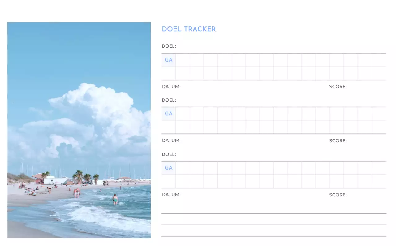 Photo goal tracker kalender met een vleugje blauw