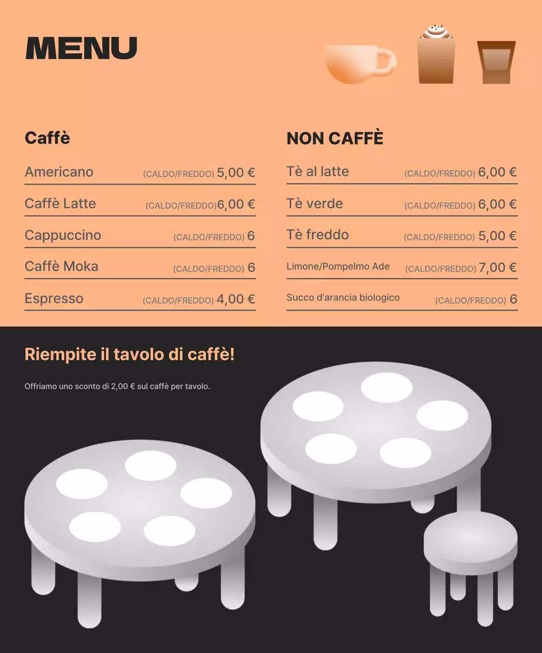 Annuncio di un caffè moderno nero
