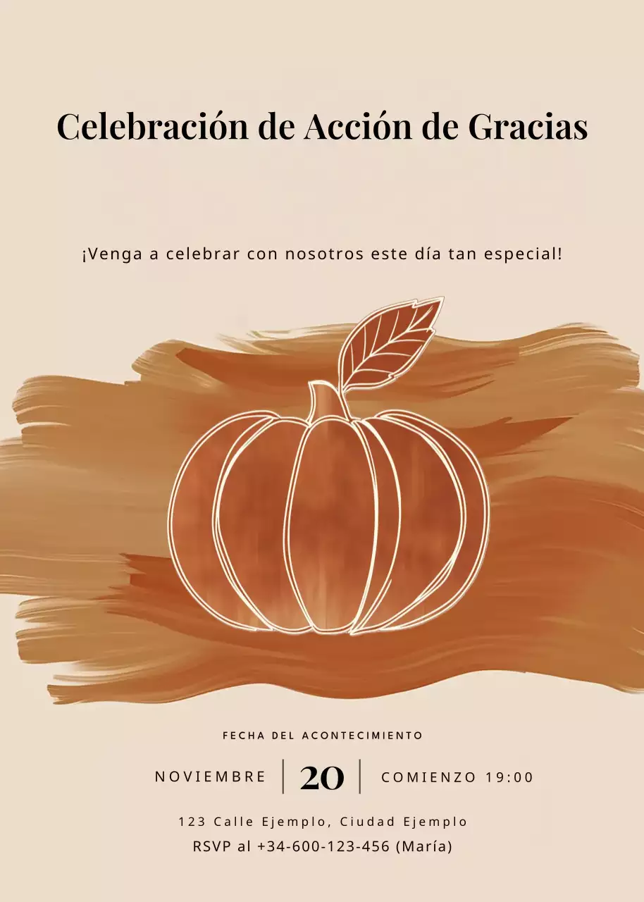 invitación rústica beige para acción de gracias