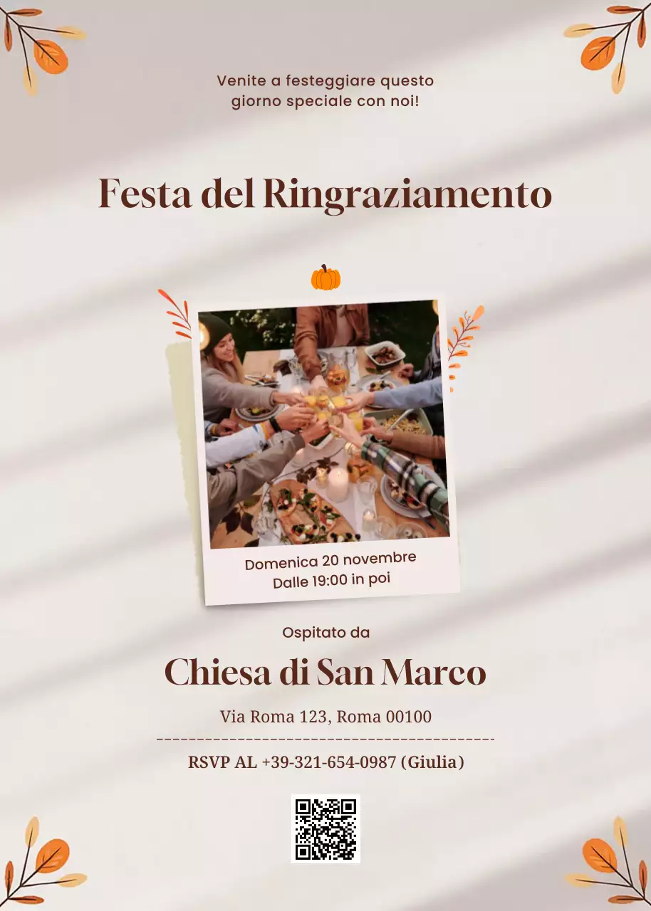 Invito classico beige per la festa del Ringraziamento