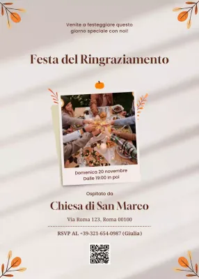 Invito classico beige per la festa del Ringraziamento