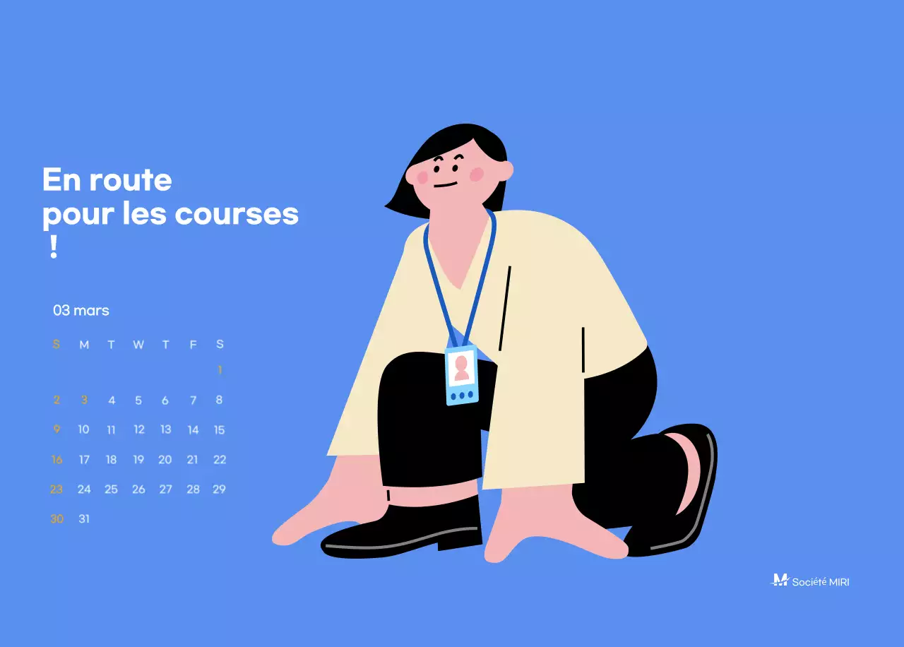 Calendrier de motivation avec des illustrations énergiques et des citations positives sur un fond bleu clair