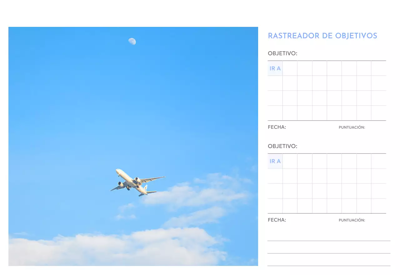 Calendario fotográfico de seguimiento de objetivos con un toque de azul