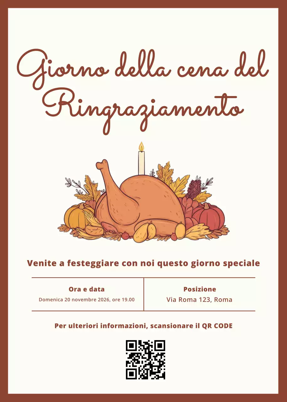 Invito classico beige per la cena del Ringraziamento