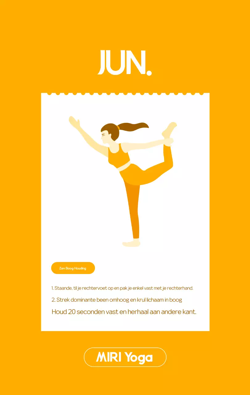 Oranje Minimalistische Yoga Promotiekalender