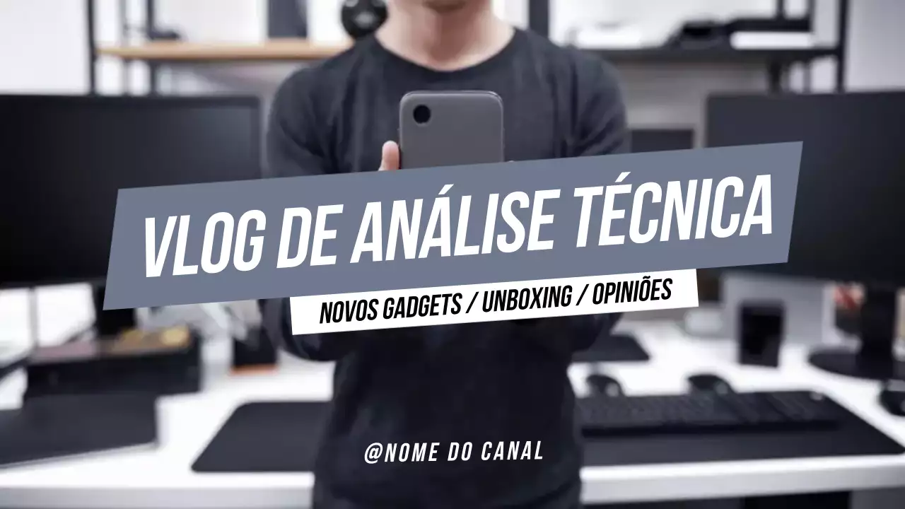 cinzento tecnologia análise vlog estilo moderno
