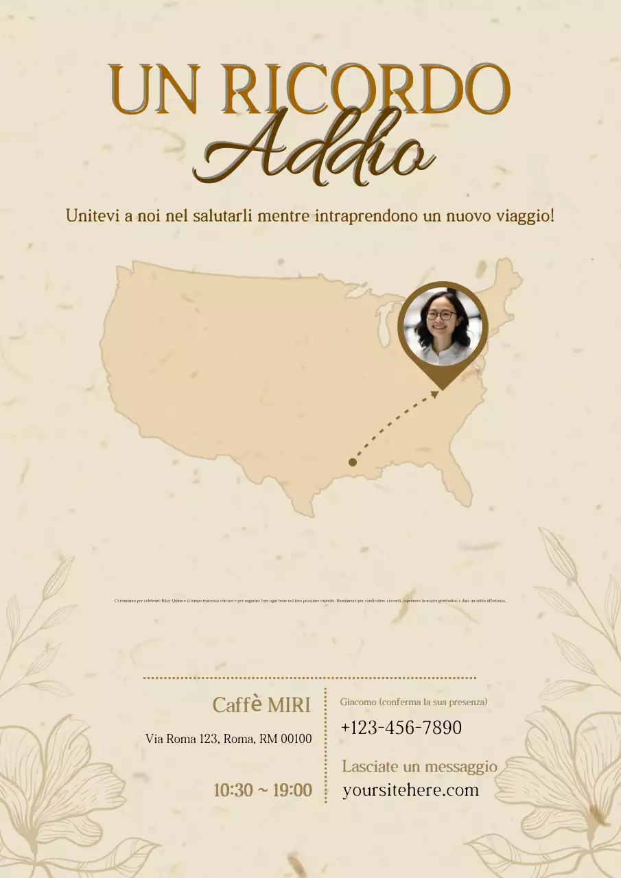 Poster web di invito all'addio elegante beige