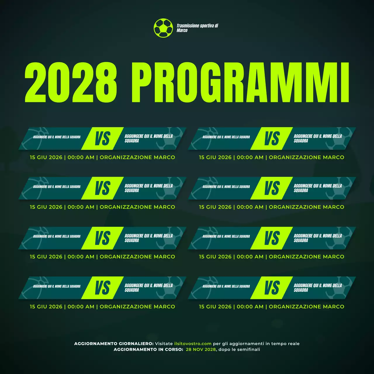 calendario sportivo verde moderno