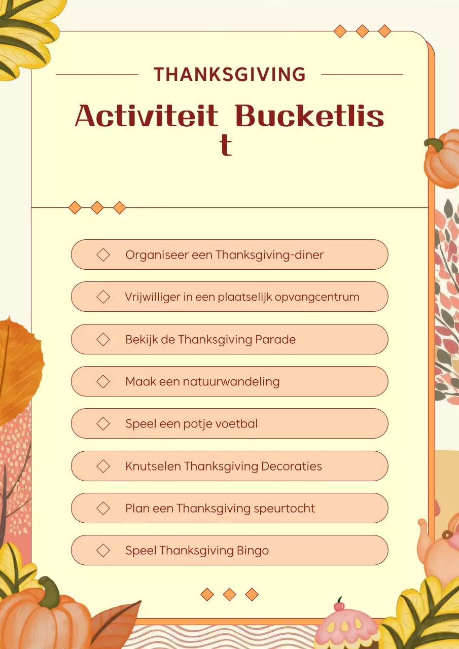 Oranje en beige moderne activiteitenplanner voor Thanksgiving