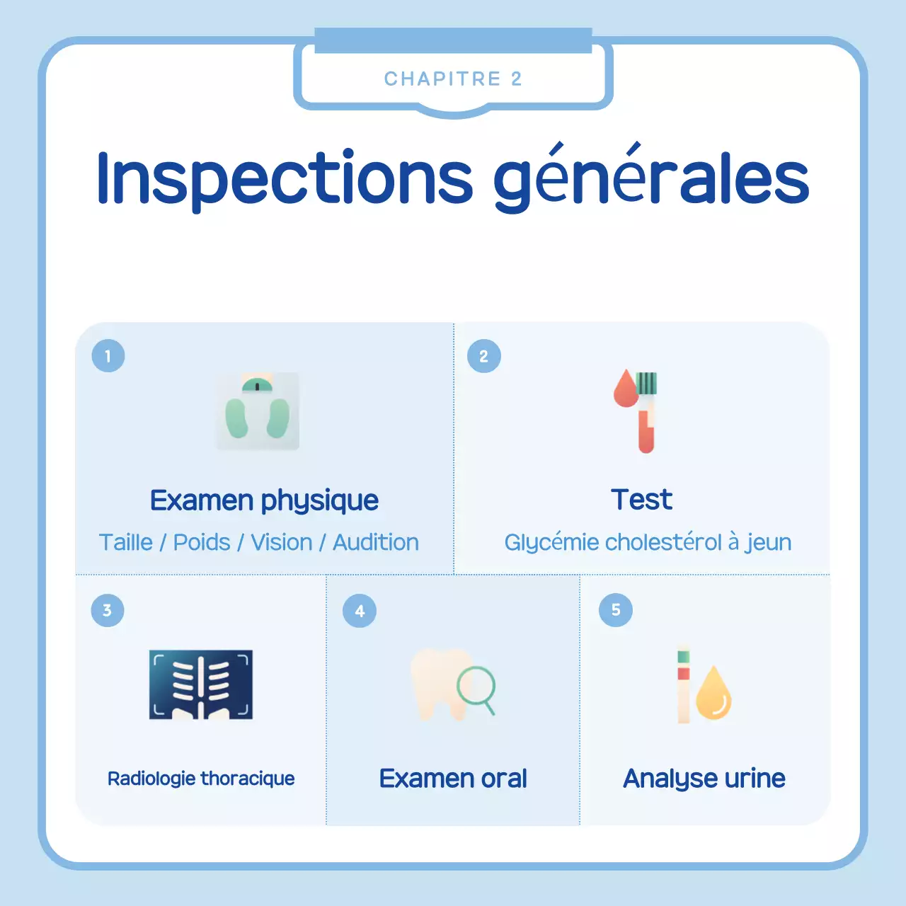 Avis de bilan de santé simple en bleu clair