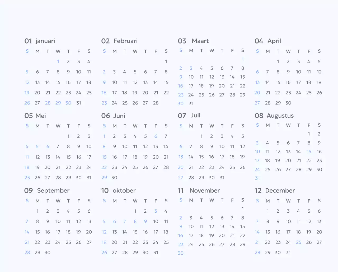 Photo goal tracker kalender met een vleugje blauw