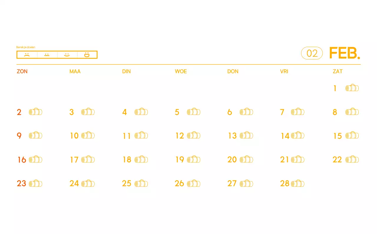Oranje Minimalistische Yoga Promotiekalender