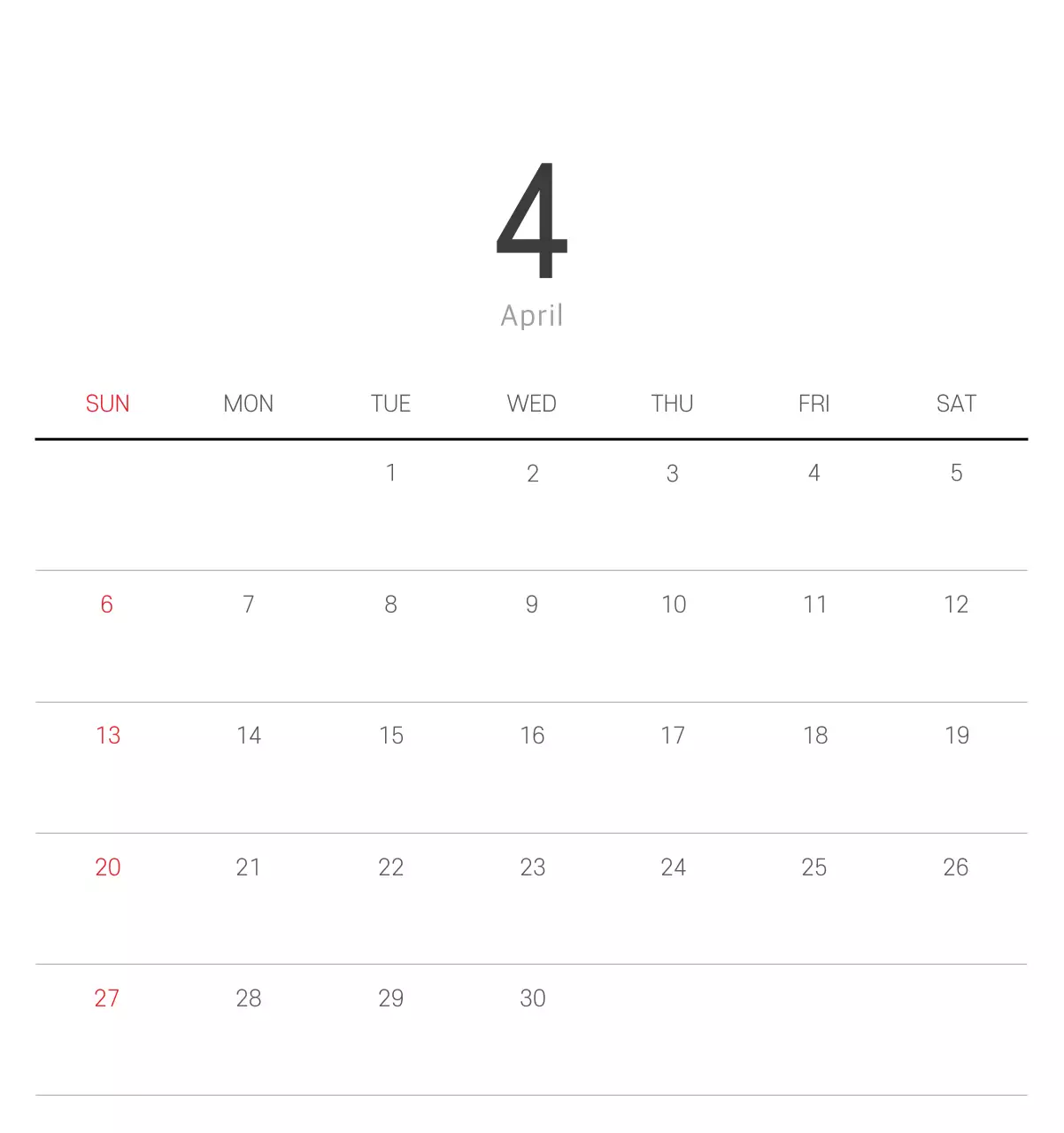 White clean botanical nature calendar