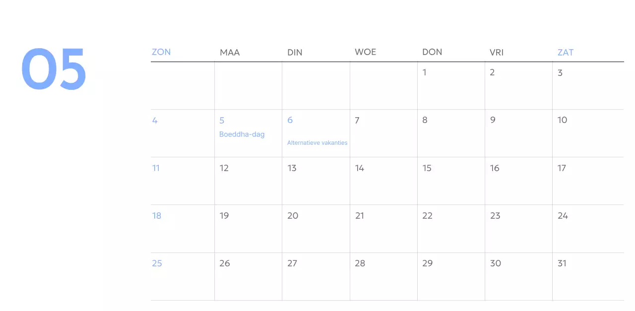 Photo goal tracker kalender met een vleugje blauw