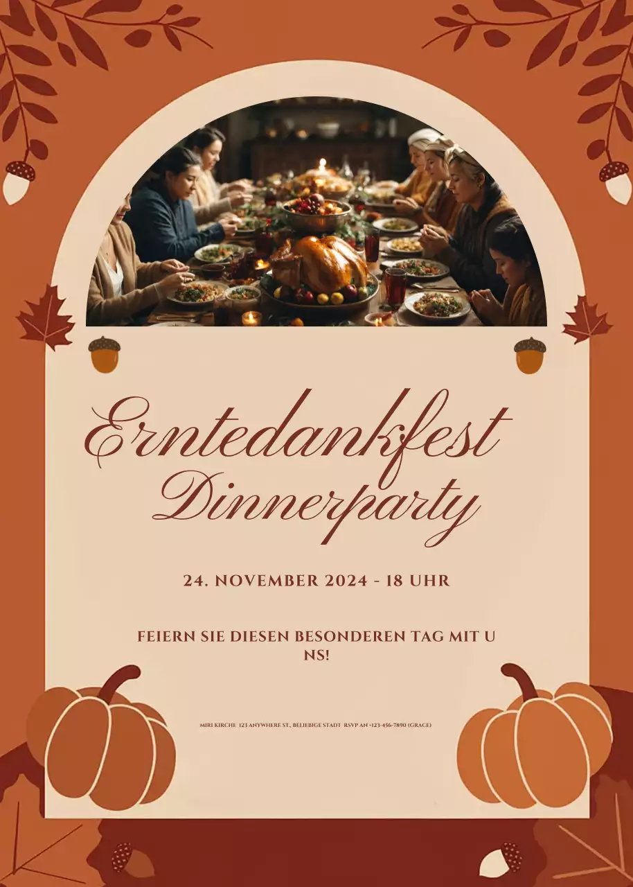 braune traditionelle Thanksgiving-Einladung