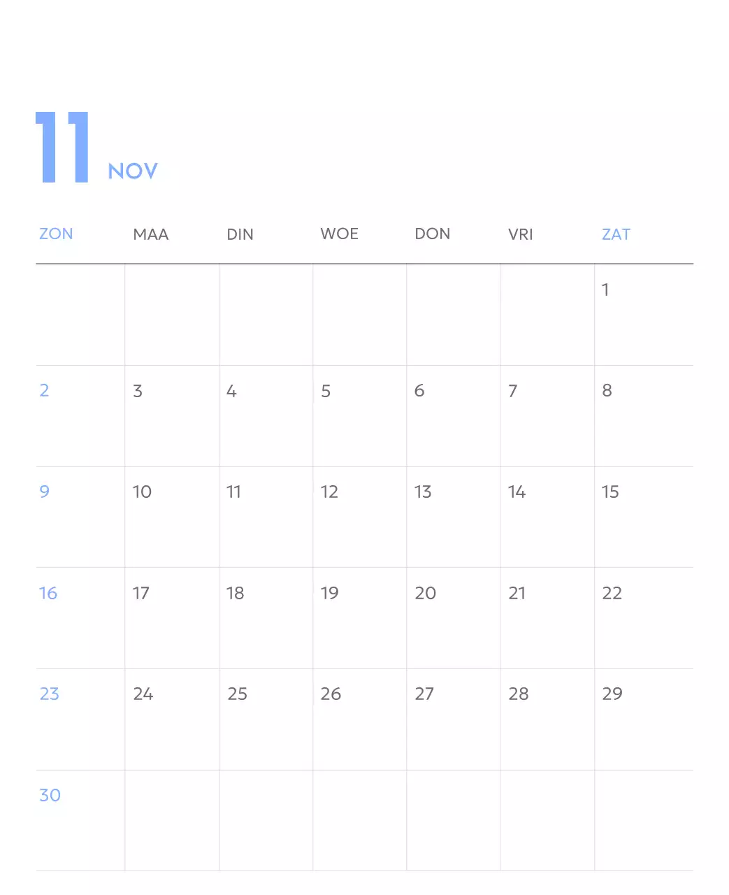 Photo goal tracker kalender met een vleugje blauw